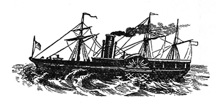 Antique drawing Ocean steamer 