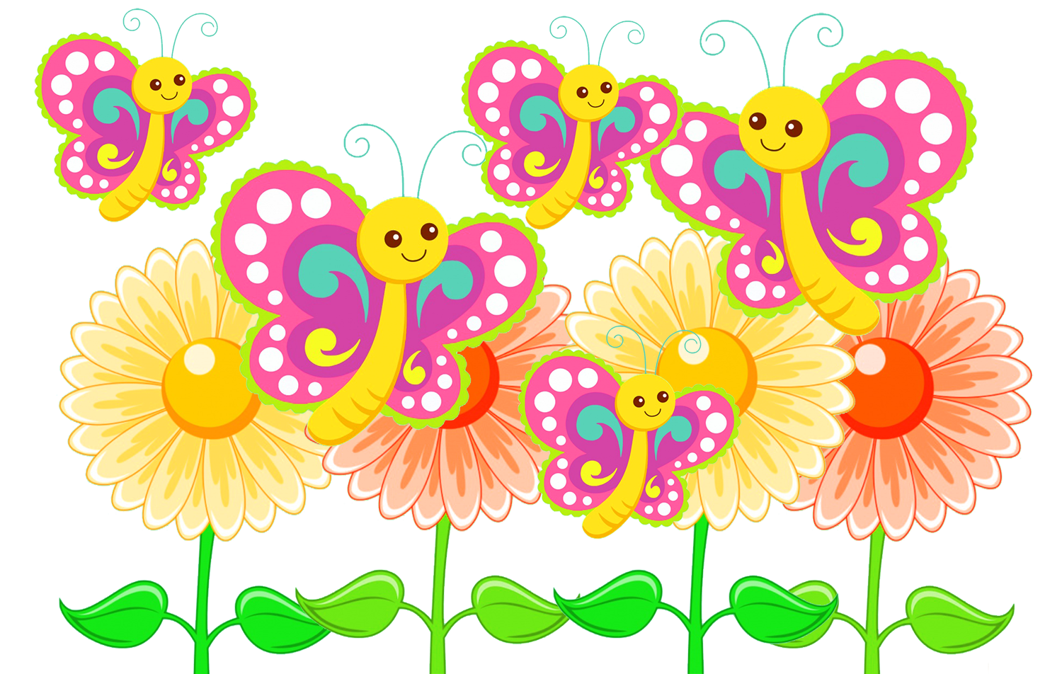 cute butterflies and flowers