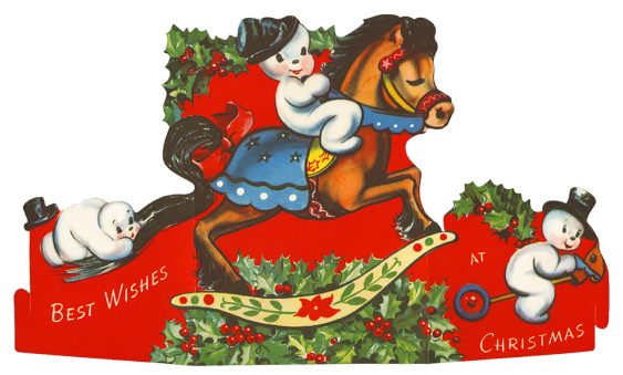 Funny vintage Christmas clip art with snowmen