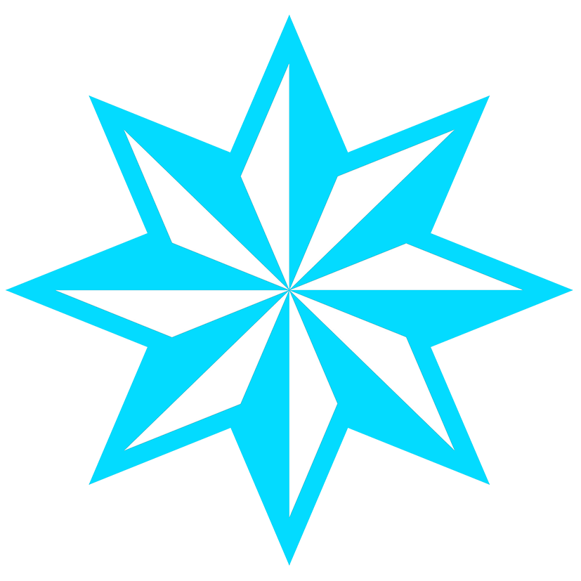light blue faceted star
