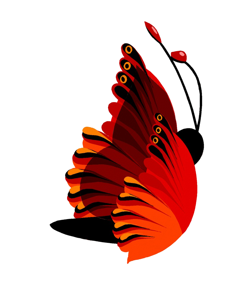 drawing red flying butterfly clipart