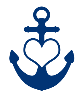 blue anchor heart outline
