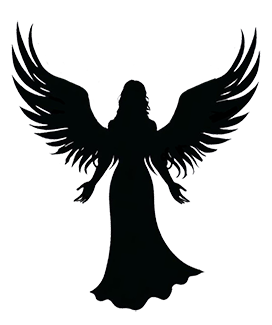 black silhouette of an angel