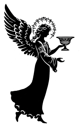 angel silhouette with a bowl