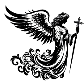 angel silhouette with sword