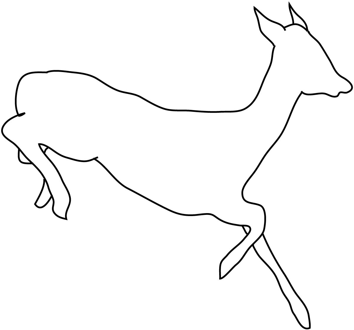 silhouette sketch of deer running