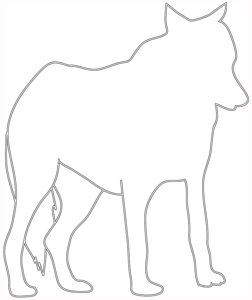 silhouette sketch of standing wolf