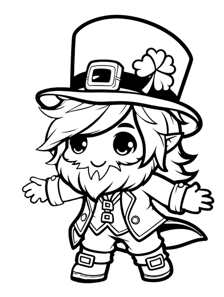 anime style leprechaun coloring page