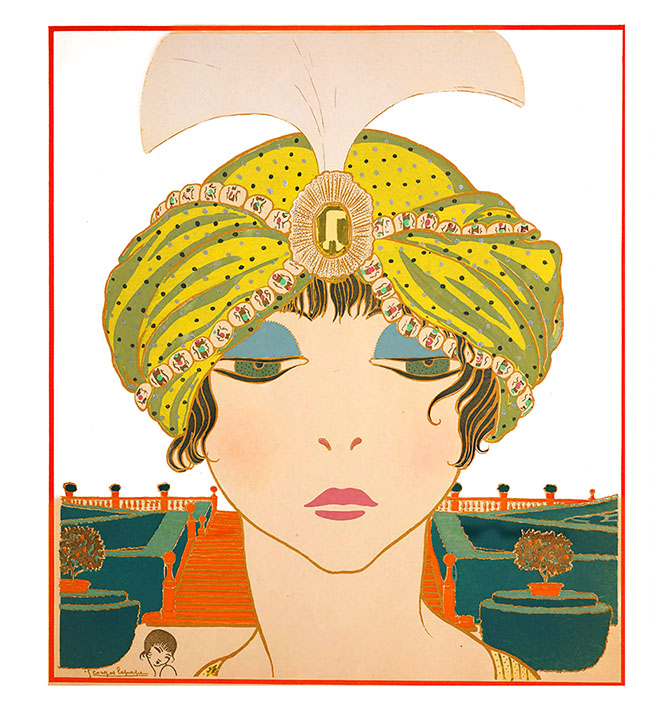 art nouveau face of woman with hat