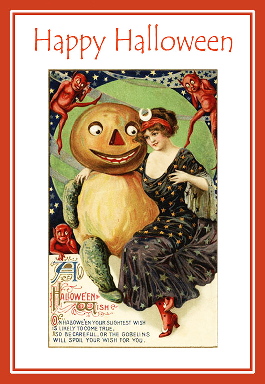 art nouveau halloween greeting card