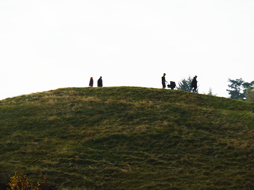 people walking in the autumn on moorland