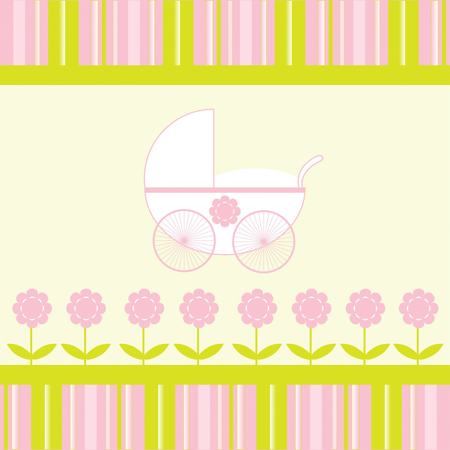 baby girl stroller card