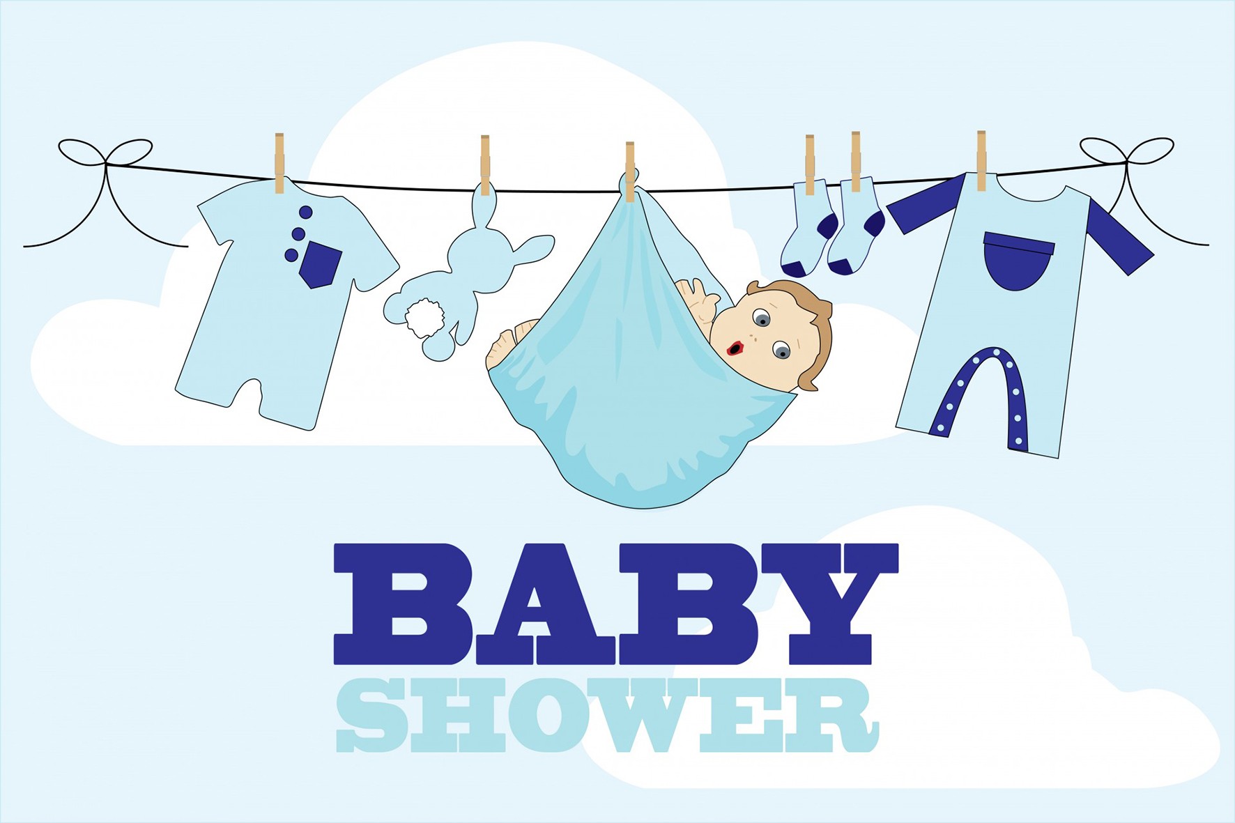 baby shower invitation blue