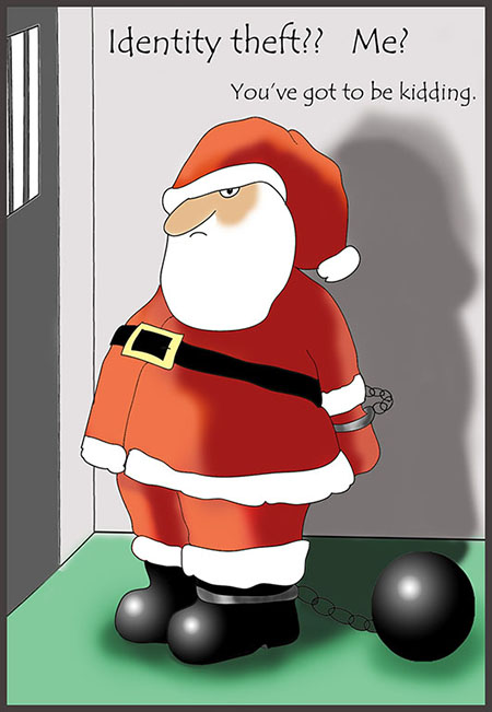 Christmas card Santa in jail