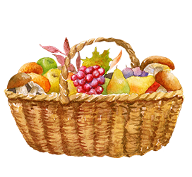 basket with autumn fruits for Thanksgiving