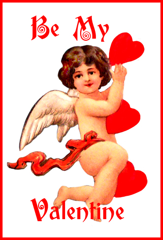 be my Valentine cupid with red hearts