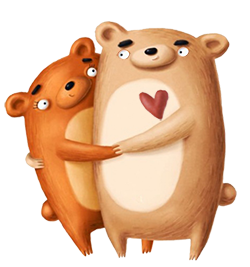bear couple love heart
