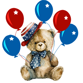 4th July bear with balloons