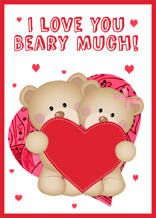 I love you card with bears and hearts