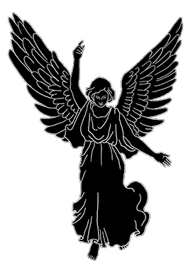 angel silhouette black white outlined