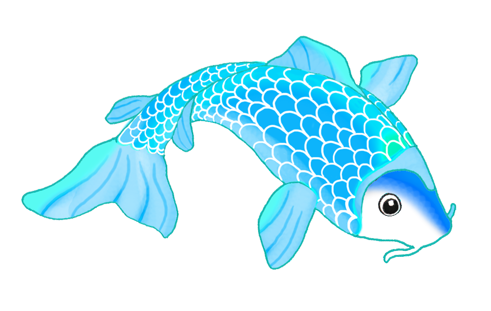 beautiful blue koi fish drawing