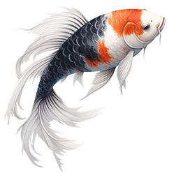 beautiful black red white koi fish drawing AI