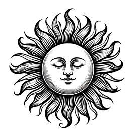 beautiful sun drawing black white