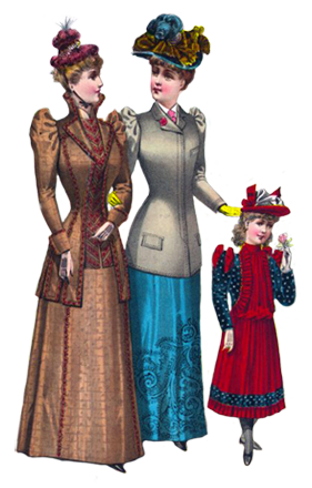 two Victorian ladies and a girl