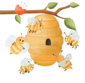 bee hive branch and bees