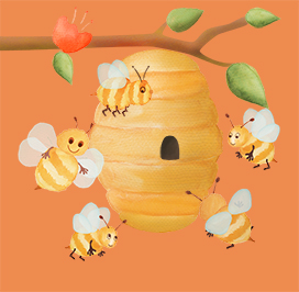 bee hive and bees