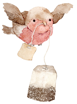 bird with tea bag clipart