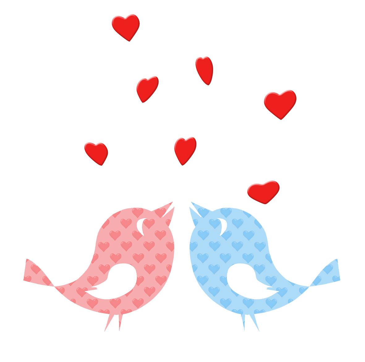two love birds with hearts