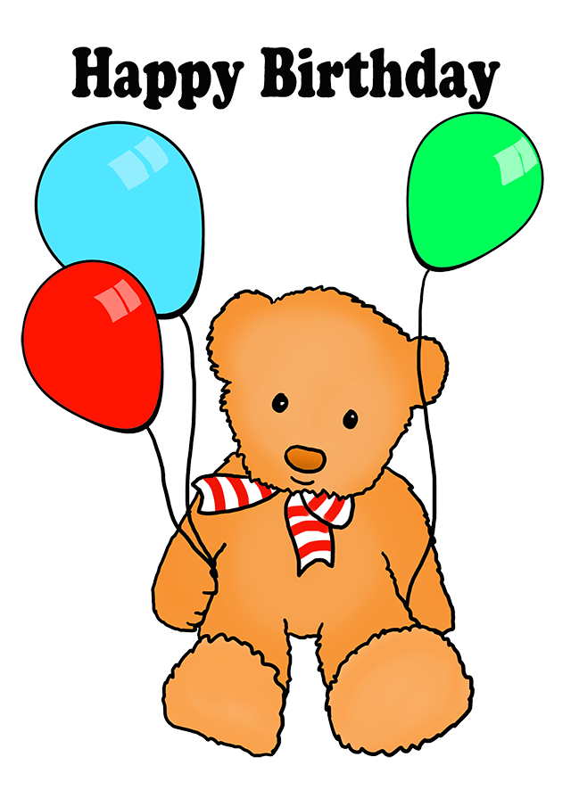 cute happy birthday greeting teddy balloons