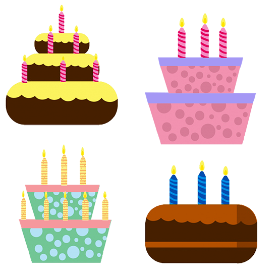 birthday cake clipart different shapes