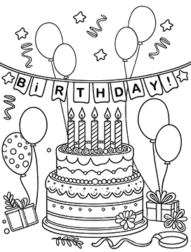 birthday cake party coloring page