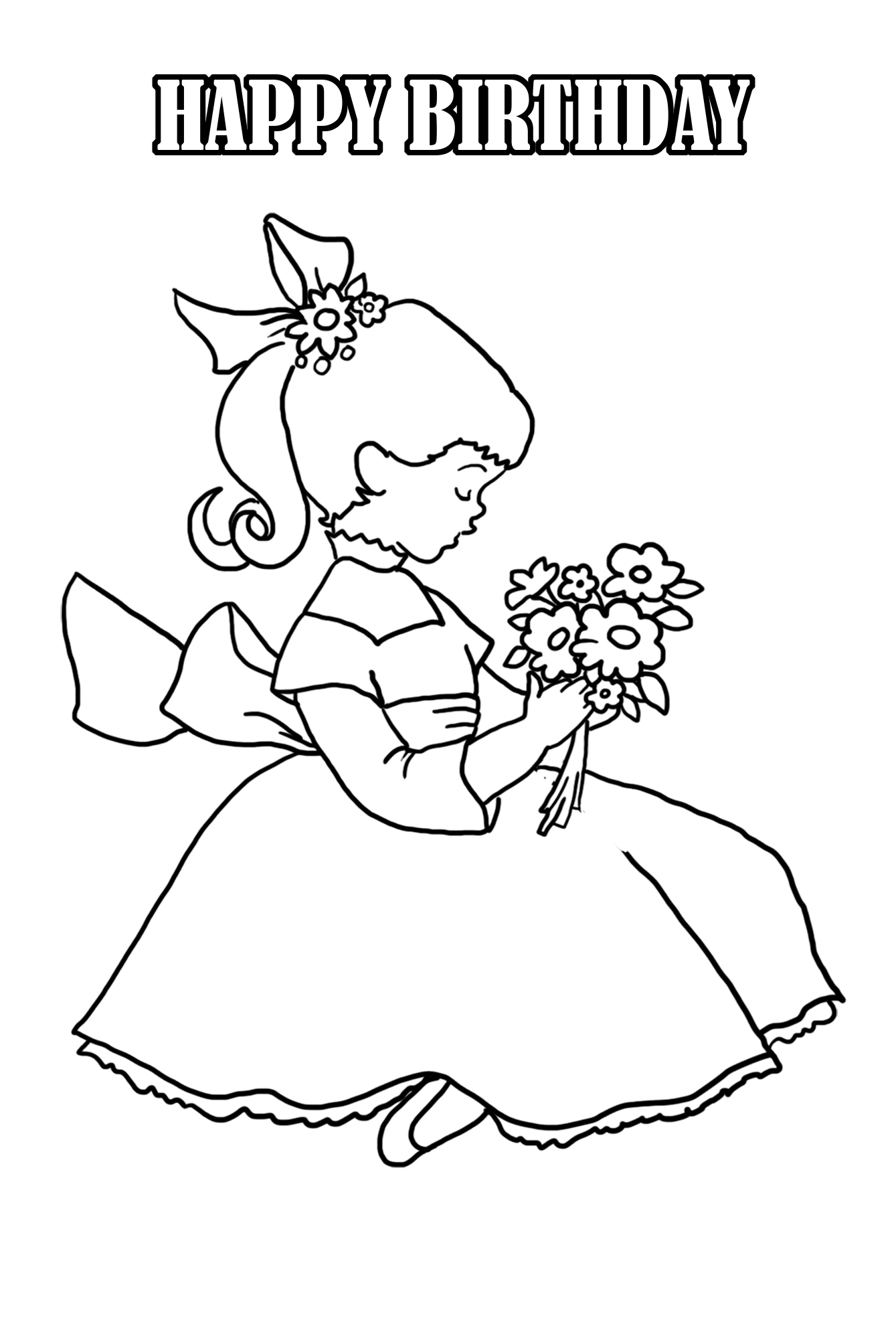 birthday girl coloring page