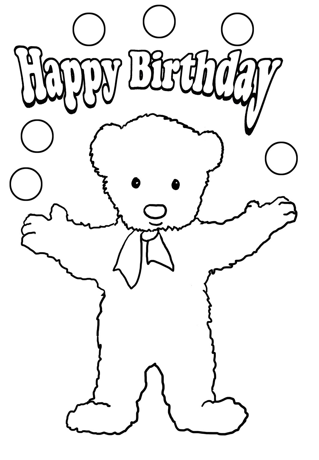 coloring pages to print birthday tedd bear