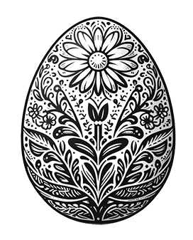 black and white Easter egg clipart decorated