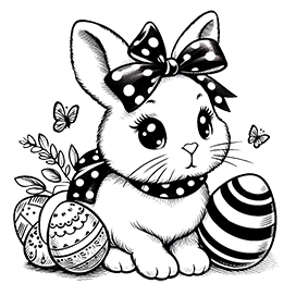 black and white Easter bunny clipart