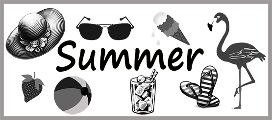 black and white summer border clipart