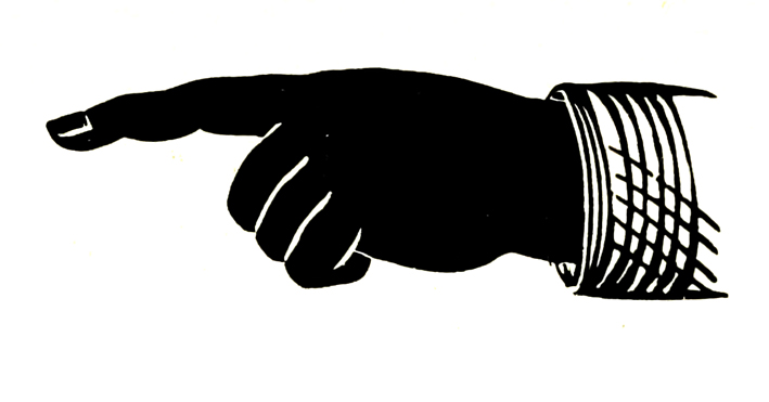 black pointing hand left