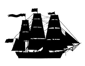 black silhouette sail ship clipart