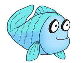 funny blue cartoon fish