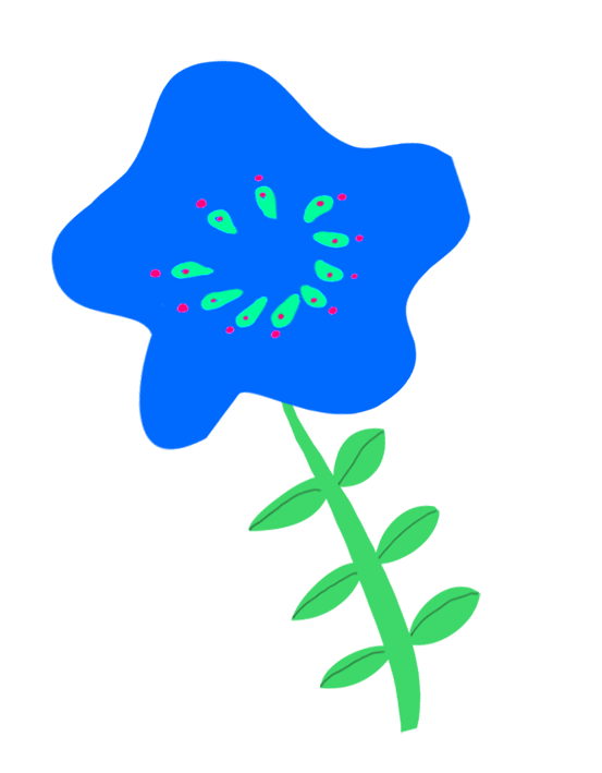 blue flower drawing for decoration