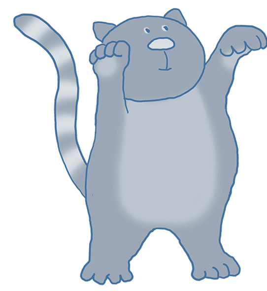 blue kitten cartoon drawing