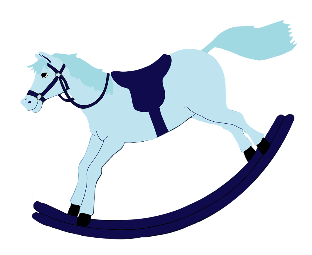 blue rocking horse baby clipart