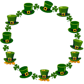 border with leprechaun hats and shamrock