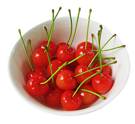 bowl with sweet cherries