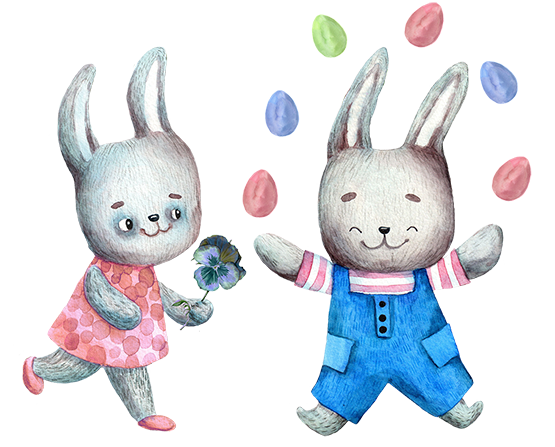 boy and girl Easter bunnies