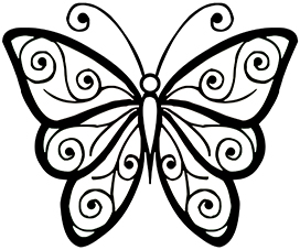 butterfly drawing black white